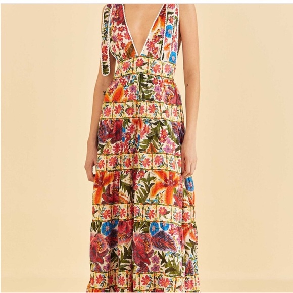 FARM Rio Dresses & Skirts - FARM Rio Off-White Tropical Yard Sleeveless Midi-dress, XXS, NWT